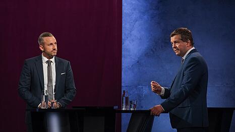 AfD-Spitzenkandidat Ulrich Siegmund und CDU-Spitzenkandidat Sven Schulze stehen sich noch bei mehreren Duellen gegen&uuml;ber. (Archivbild)