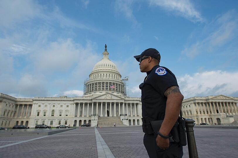 Sicherheitsmaßnahmen vor dem US-Kapitol. 44 Prozent der US-Amerikaner halten einen Terroranschlag in den kommenden Monaten für wahrscheinlich.