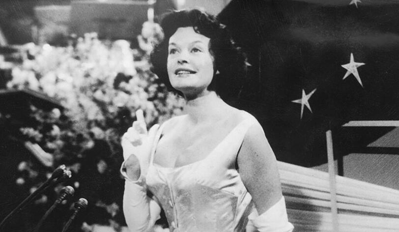 Margot Hielscher, hier bei ihrem ESC-Auftritt 1958, ist tot. Sie verstarb am Sonntag im Alter von 97 Jahren.