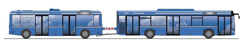 Auf besonders stark nachgefragten Linien werden auch die neuen Bus-Züge eingesetzt.