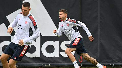 Niklas Süle (l.) und Lucas Hernández nahmen vor dem Heimspiel gegen den SC Freiburg am Abschlusstraining teil.