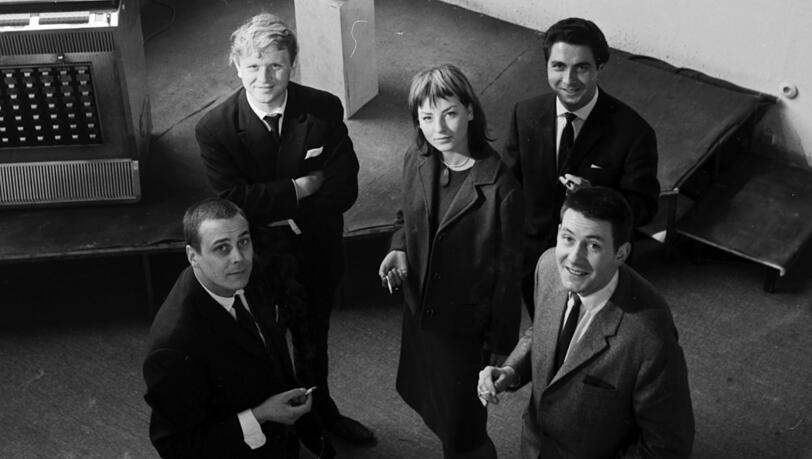 L&auml;ssig mit Stil im April 1963: (vlnr) G&uuml;nther Uecker, Heinz Mack, Unbekannt, Gotthard Graubner, Otto Piene