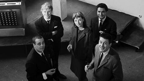 L&auml;ssig mit Stil im April 1963: (vlnr) G&uuml;nther Uecker, Heinz Mack, Unbekannt, Gotthard Graubner, Otto Piene