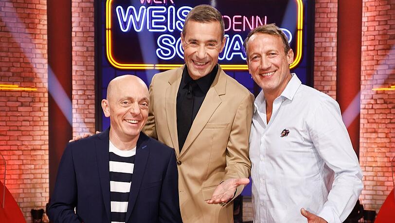 "Wer weiß denn sowas XXL": Moderator Kai Pflaume (M.) und seine Rateteam-Kapitäne Bernhard Hoëcker (l.) und Neuzugang Wotan Wilke Möhring.