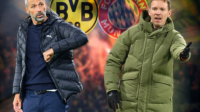 Marco Rose (links) und Julian Nagelsmann erleben am Samstag ihren ersten Klassiker.