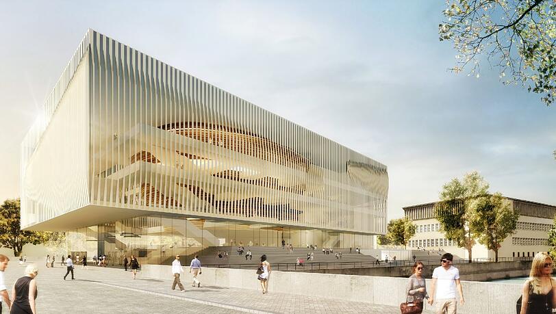 Die 3D-Grafik zeigt einen Entwurf für einen möglichen Neubau eines Konzertsaals auf der Münchner Museumsinsel (Bayern) neben dem Deutschen Museum. Der Traum einer Isar-Philharmonie in München nimmt Formen an. Die 3D-Grafik zeigt einen Entwurf für einen möglichen Neubau eines Konzertsaals auf der Münchner Museumsinsel (Bayern) neben dem Deutschen Museum. Der Traum einer Isar-Philharmonie in München nimmt Formen an.