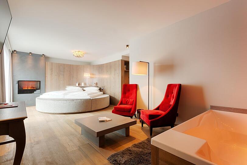 So sieht es in der Rundai-Suite mit privatem Whirlpool aus.