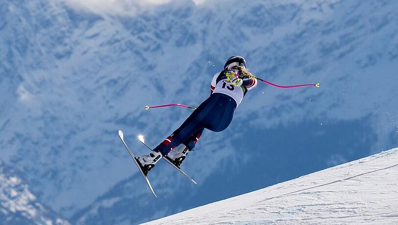 Lindsey Vonn im Augenblick ihres schweren Sturzes bei Olympia.