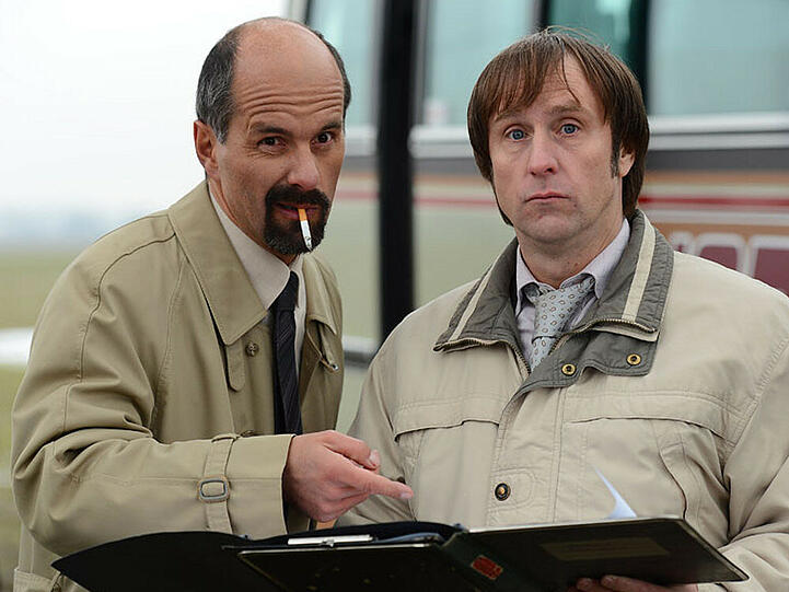Bernd Stromberg (Christoph Maria Herbst, l.) mit Ernie Heisterkamp (Bjarne I. Mädel)