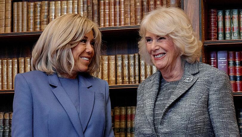 Königin Camilla und Brigitte Macron bei ihrem Treffen in London. Königin Camilla und Brigitte Macron bei ihrem Treffen in London.