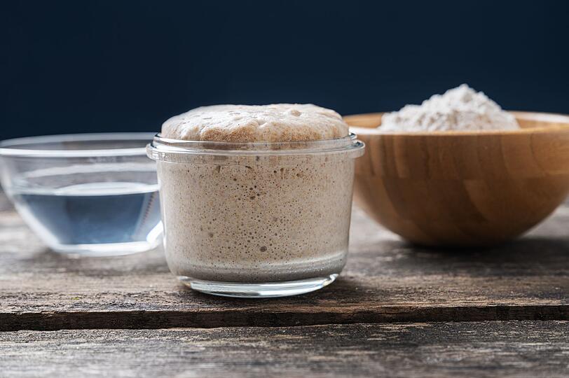Sauerteig-Rezepte treiben vielen Hobbyköchen Angstschweiß auf die Stirn. Doch dafür gibt es keinen Grund, wenn dieses einfache Rezept für Sauerteig angewendet wird. Dafür den Sauerteig bereits am Vorabend mit handelsüblichem flüssigem Roggensauerteig (25 Gramm), 150 Gramm Wasser und etwas Roggenmehl ansetzen. Am nächsten Tag wird der Vorteig mit 300 Gramm Weizenmehl und Salz zu einem Teig geknetet. Sauerteig-Rezepte treiben vielen Hobbyköchen Angstschweiß auf die Stirn. Doch dafür gibt es keinen Grund, wenn dieses einfache Rezept für Sauerteig angewendet wird. Dafür den Sauerteig bereits am Vorabend mit handelsüblichem flüssigem Roggensauerteig (25 Gramm), 150 Gramm Wasser und etwas Roggenmehl ansetzen. Am nächsten Tag wird der Vorteig mit 300 Gramm Weizenmehl und Salz zu einem Teig geknetet.