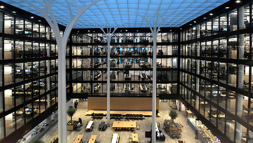 Blick in die neue Deutschlandzentrale des US-Konzerns Amazon in München. Die hat der Großkonzern im November 2025 bezogen. Blick in die neue Deutschlandzentrale des US-Konzerns Amazon in München. Die hat der Großkonzern im November 2025 bezogen.