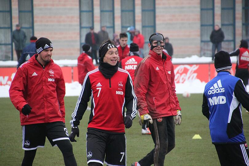 Alle wieder fit: Per Nilsson (v.l.), Markus Feulner und Raphael Schäfer beim Abschlusstraining am Donnerstag.