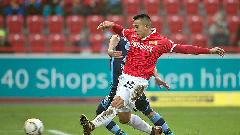 Trifft gegen seinen Ex-Klub: Unions Bobby Wood. Trifft gegen seinen Ex-Klub: Unions Bobby Wood.