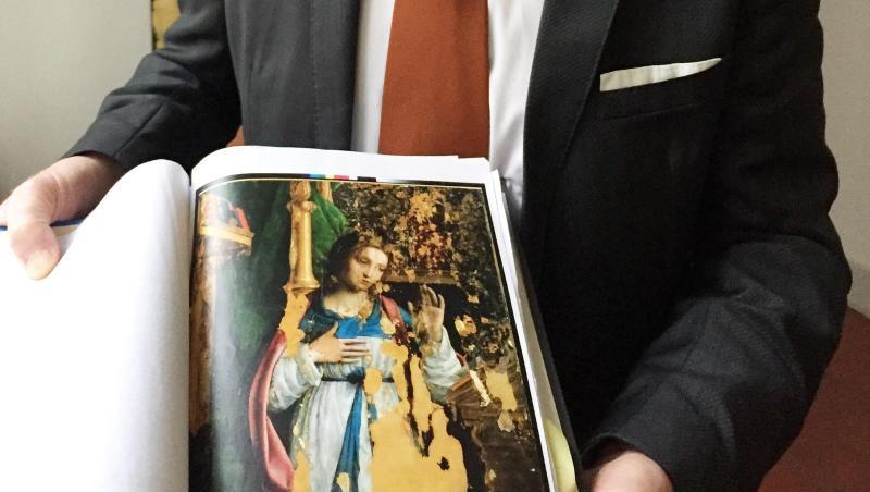 Hubert Starflinger, Anwalt der Familie von Armin Hary, mit einer Abbildung von da Vincis Verkündigungsmadonna. Foto: Britta Schultejans Hubert Starflinger, Anwalt der Familie von Armin Hary, mit einer Abbildung von da Vincis Verkündigungsmadonna. Foto: Britta Schultejans