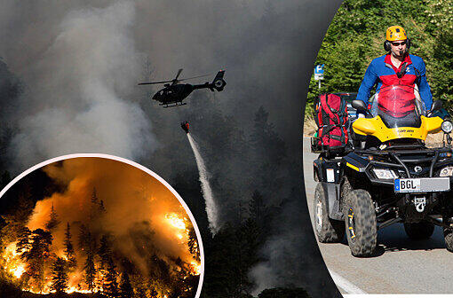"Auf Grund der Einsatzlage wurde durch das Landratsamt Berchtesgadener Land der Katastrophenfall ausgerufen", meldete die Polizei am frühen Sonntagnachmittag. Hier sehen Sie die Bilder vom Kampf gegen die Flammen bei Bad Reichenhall.