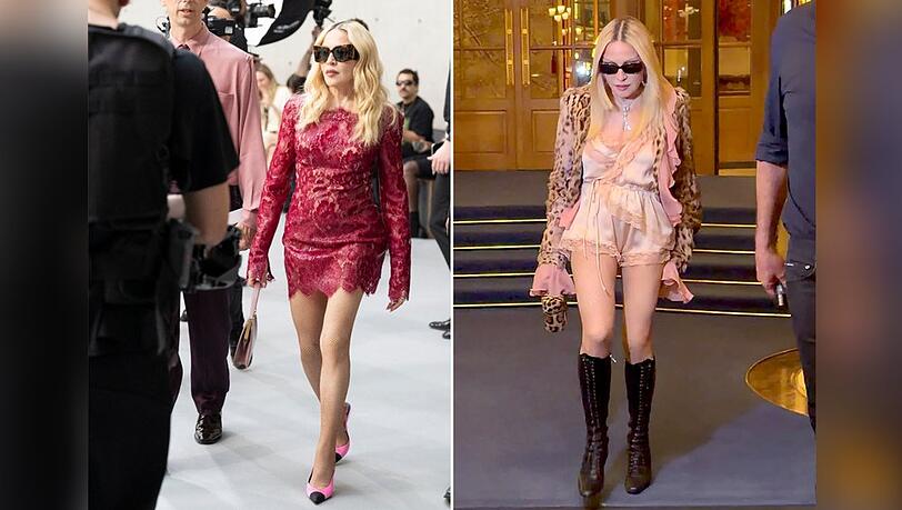 Madonna setzt in Paris auf Spitze und Seide. Madonna setzt in Paris auf Spitze und Seide.