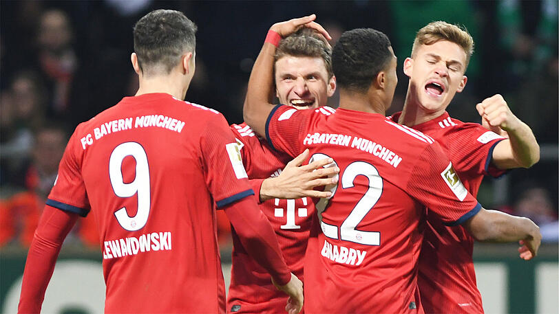 Siegreich: die Bayern in Bremen.