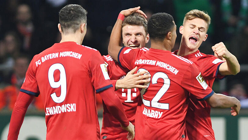 Siegreich: die Bayern in Bremen. Siegreich: die Bayern in Bremen.