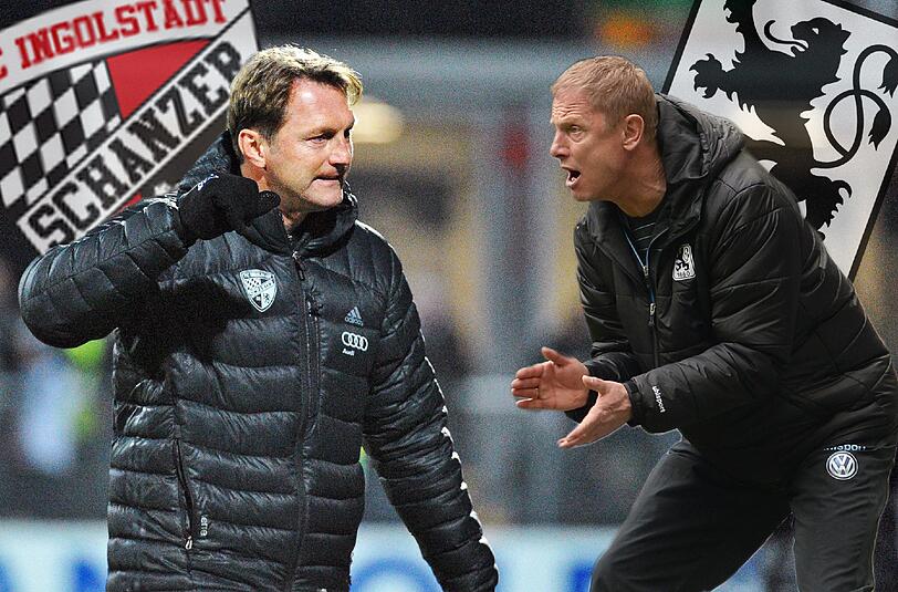 Spitzenreiter gegen Abstiegskandidat: Ingolstadt-Trainer Ralph Hasenhüttl (l.) und Löwen-Coach Torsten Fröhling.