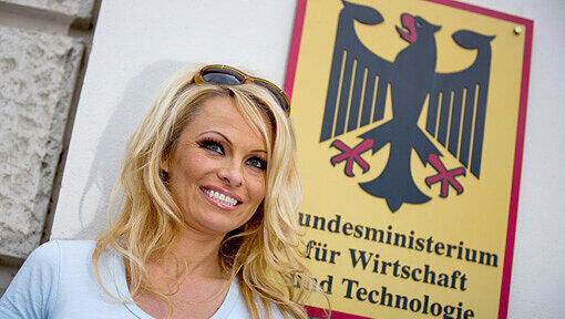 Baywatch-Star Pamela Anderson (44) vor dem Bundeswirtschaftsministerium in Berlin. Baywatch-Star Pamela Anderson (44) vor dem Bundeswirtschaftsministerium in Berlin.