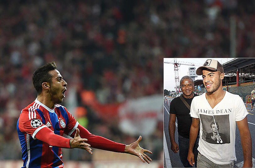 Eine Sportler-Familie (v.l.): Bayerns Thiago, Vater Mazinho und Barcas Rafinha.