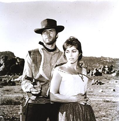 Marianne Koch mit Clint Eastwood in Sergio Leones Western „Für eine Handvoll Dollar“ (1964). Marianne Koch mit Clint Eastwood in Sergio Leones Western „Für eine Handvoll Dollar“ (1964).