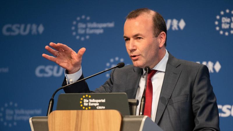 Der Spitzenkandidat von CSU, CDU und EVP, Manfred Weber (CSU), hält beim Europa-Parteitag der CSU eine Rede. Foto: Nicolas Armer/Archiv Der Spitzenkandidat von CSU, CDU und EVP, Manfred Weber (CSU), hält beim Europa-Parteitag der CSU eine Rede. Foto: Nicolas Armer/Archiv