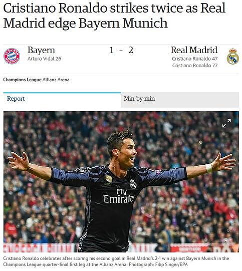 Auch der "Guardian" hat Cristiano Ronaldo als Helden des Abends ausgemacht.