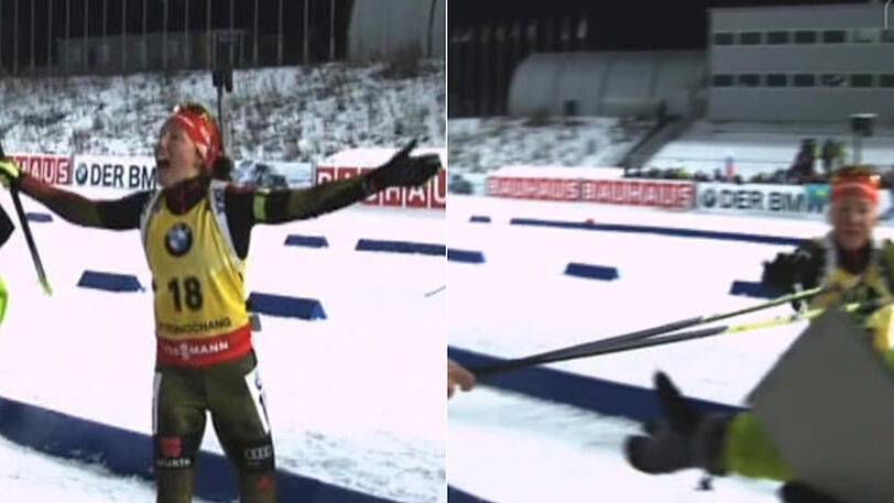 Aufregung bei Laura Dahlmeier - unmittelbar vor dem Start des Weltcup-Rennens in Pyeongchang.
