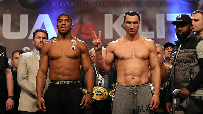 Anthony Joshua wiegt vier Kilo mehr als Wladimir Klitschko. Anthony Joshua wiegt vier Kilo mehr als Wladimir Klitschko.