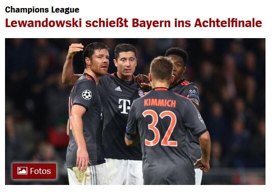"Lewandowski schießt Bayern ins Achtelfinale" - Spiegel