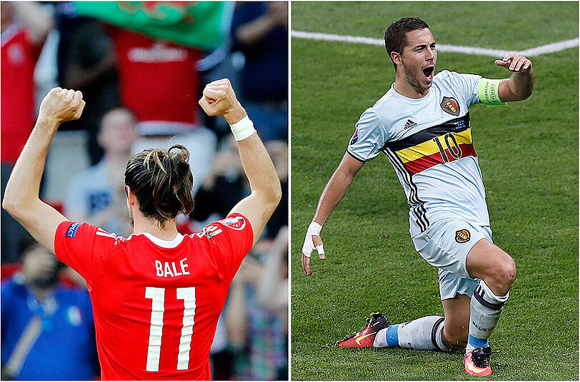 Außenseiter gegen Favorit: Wales Gareth Bale (l.) gegen Belgiens Eden Hazard.
