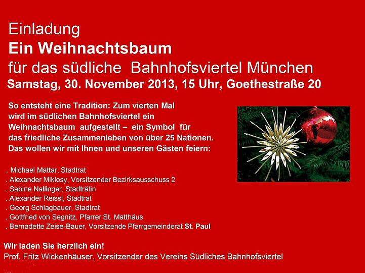 Das Bahnhofsviertel bekommt am Samstag einen Christbaum.