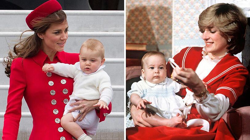 Immer wieder Diana: Kate wird oft mit Lady Di (mit Sohn William 1982) verglichen, seit der Hochzeit trägt sie Dianas Ring am Finger.