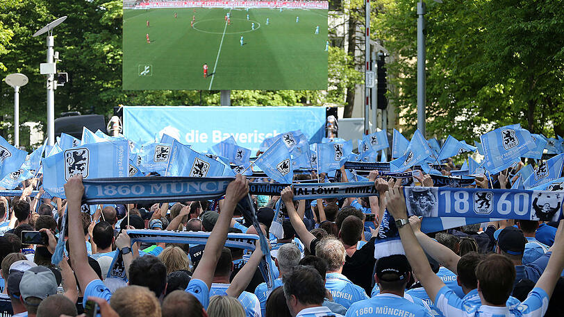 Stimmung pur unter den Löwen-Fans - hier beim Public Viewing zum Spiel gegen die Bayern-Amateure.