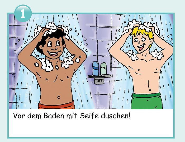 Bitte waschen - aber mit Seife. Die erste der 13 neuen Baderegeln.