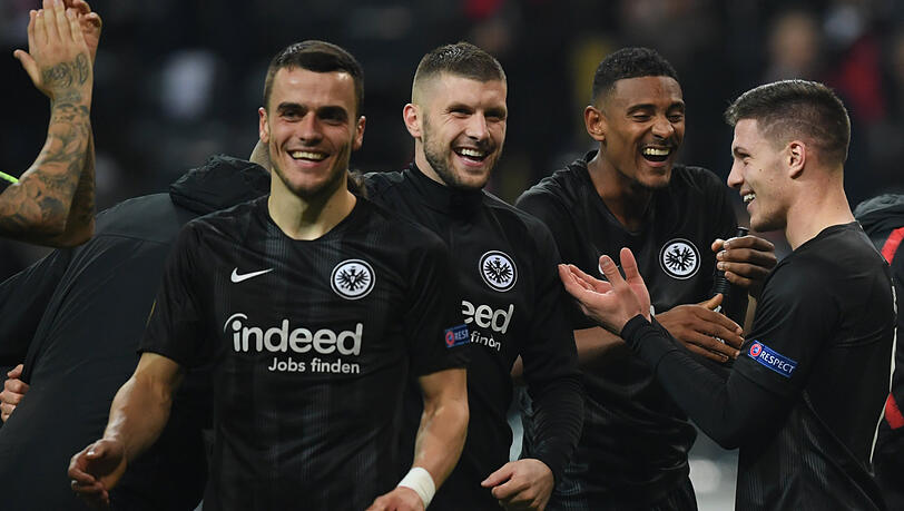 Volle Offensivpower: Die Frankfurter Kostic, Rebic, Haller und Jovic (v.l.). Volle Offensivpower: Die Frankfurter Kostic, Rebic, Haller und Jovic (v.l.).