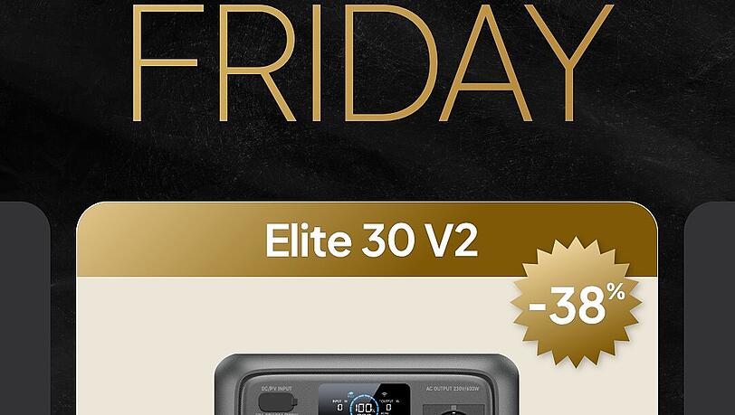 Die 4,3-kg-leichte Elite 30 V2 bietet 288 Wh Kapazität und bleibt dabei leicht genug für den Einhand-Transport und ist perfekt für minimalistisches Camping.