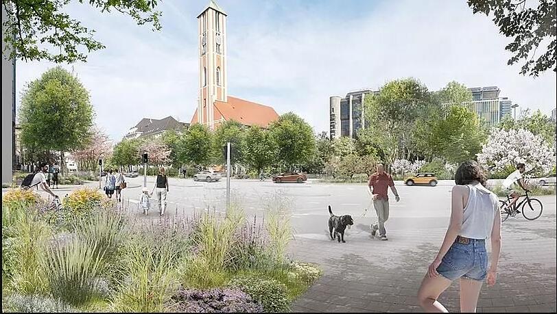 Und so soll es vor der Markuskirche 2025 aussehen. Und so soll es vor der Markuskirche 2025 aussehen.