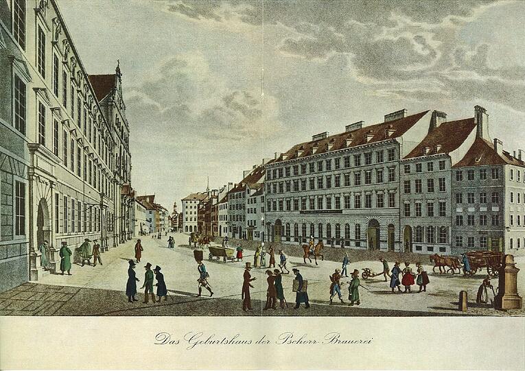 Vor dem Krieg: Ab 1820 braute Joseph Pschorr Bier in der Neuhauser Straße.