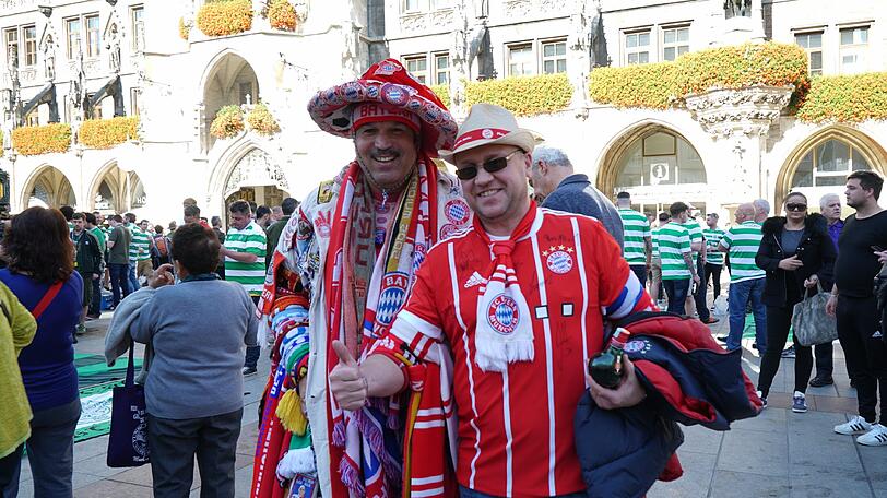 Zwischen den ganzen Celtic-Fans fanden sich ab und an auch ein paar Bayern-Fans.