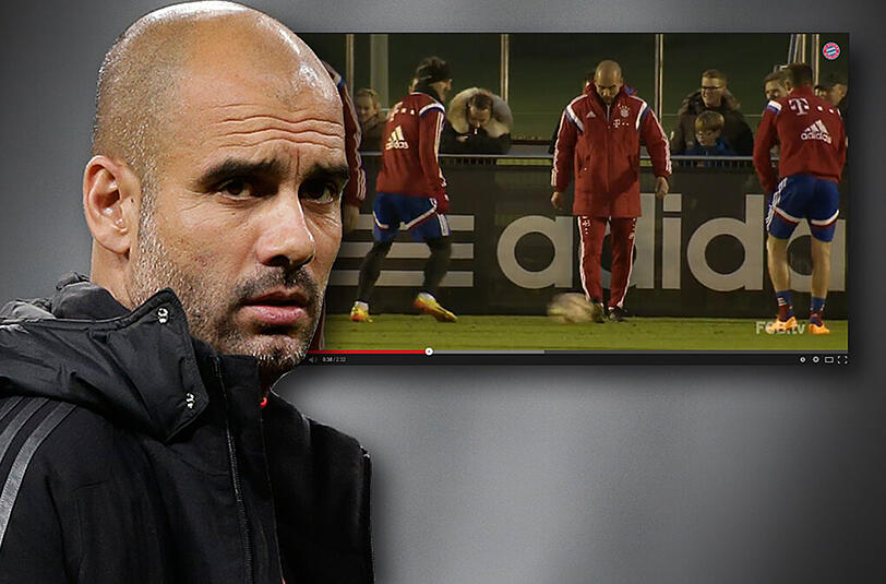 Pep Guardiola trainiert mit seinen Spielern. Die Zuschauer freut's.