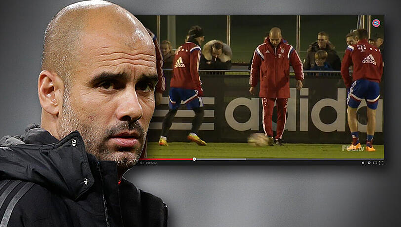 Pep Guardiola trainiert mit seinen Spielern. Die Zuschauer freut's. Pep Guardiola trainiert mit seinen Spielern. Die Zuschauer freut's.