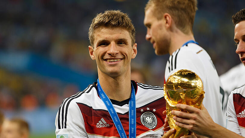 Die Krönung: Thomas Müller wurde 2014 mit Deutschland Weltmeister. Die Krönung: Thomas Müller wurde 2014 mit Deutschland Weltmeister.
