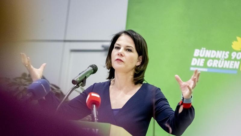 Annalena Baerbock, Bundesvorsitzende Bündnis 90/Die Grünen, spricht bei der Landesdelegiertenkonferenz der Grünen Brandenburg. Annalena Baerbock, Bundesvorsitzende Bündnis 90/Die Grünen, spricht bei der Landesdelegiertenkonferenz der Grünen Brandenburg.