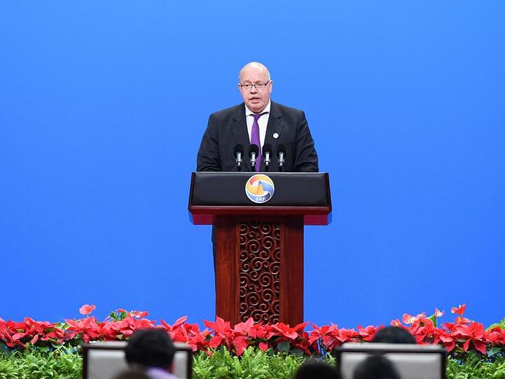Bundeswirtschaftsminister Peter Altmaier beim "Seidenstraßen"-Gipfel in Peking.
