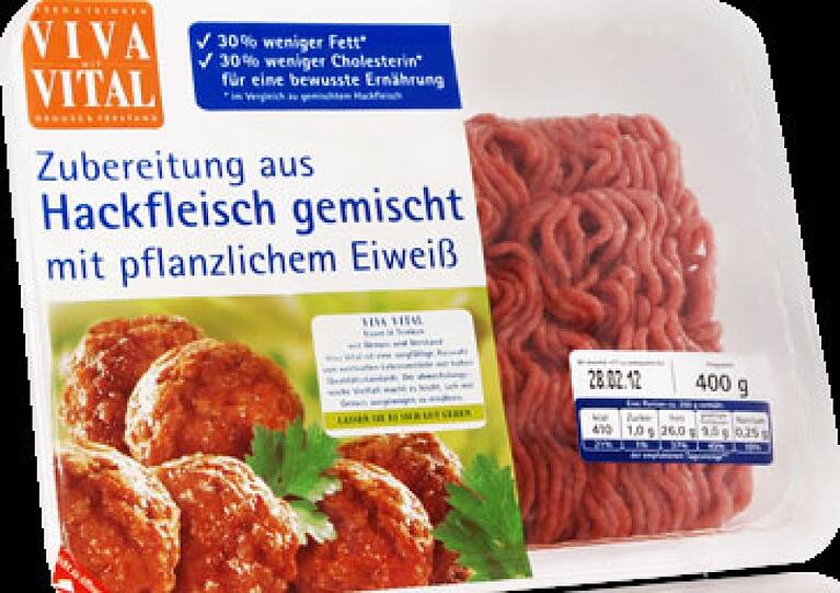 2. Platz: Viva Vital Hackfleisch-Zubereitung von Netto-Markendiscount. Der Hersteller verspricht 30 Prozent weniger Fett, enthält in Wahrheit allerdings nur 30 Prozent weniger Fleisch - und das zu einem deutlich höheren Preis als herkömmliches Hackfleisch.