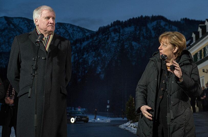 Horst Seehofer und Angela Merkel während der Klausurtagung der CSU in Wildbad Kreuth im Januar 2016.