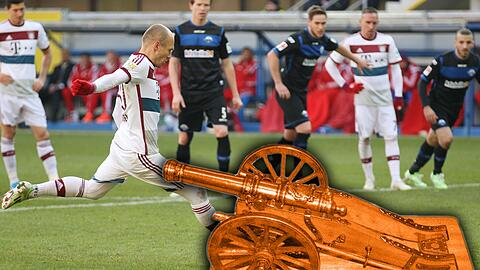 Er wäre nach Klaas-Jan Huntelaar der zweite Niederländer, der Bundesliga-Torschützenkönig wird: Arjen Robben, für den die AZ die Kanone schon einmal orange eingefärbt hat.